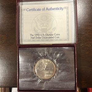 1992 U.S OLYMPIC HALF DOLLAR Uncirculated Coin WITH/ COA US MINT Sealed in Box